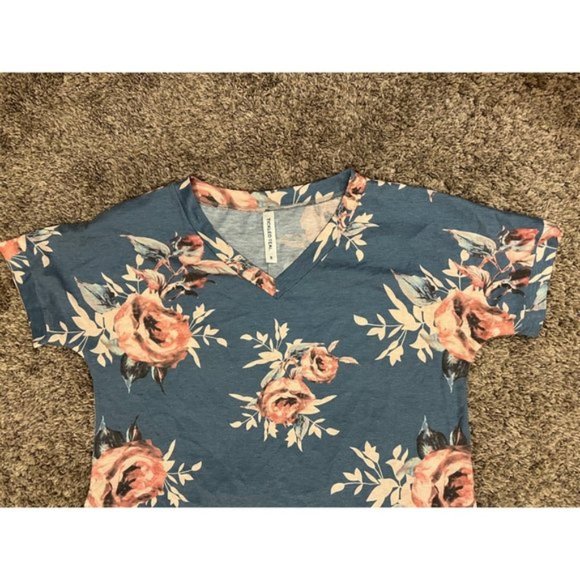 Blue Floral T-Shirt Dress size Small - Picture 2 of 5